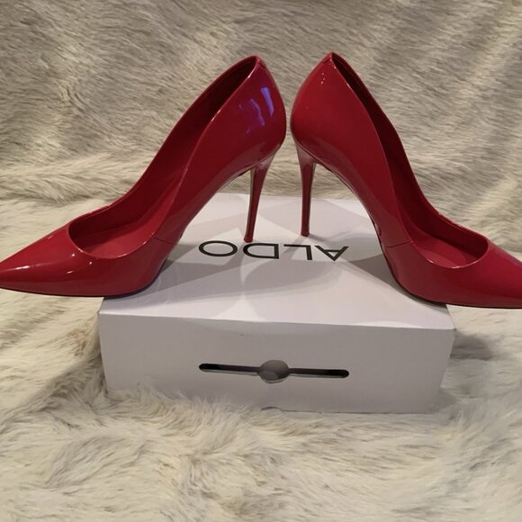 Aldo Pumps Heels Red Patient Leather - Picture 3 of 14